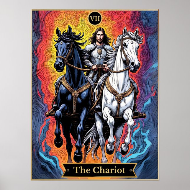 Poster Illustration De La Carte Tarot, Le Chariot (Devant)