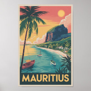 Poster Illustration de la côte de Maurice Art de voyage v