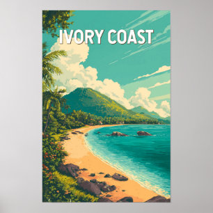 Poster Illustration de la Côte d'Ivoire Voyage Art Vintag