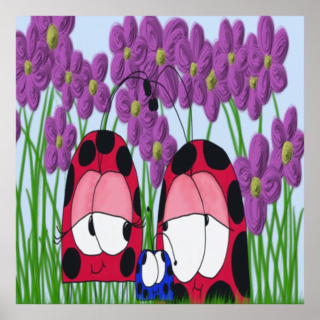 Poster Illustration de la famille Ladybug mignonne (Devant)
