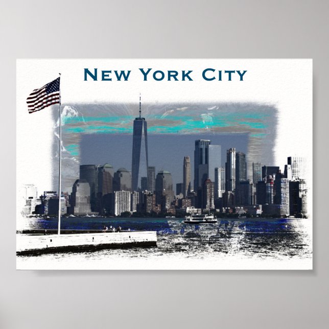 Poster Illustration de la ligne aérienne de New York (Devant)