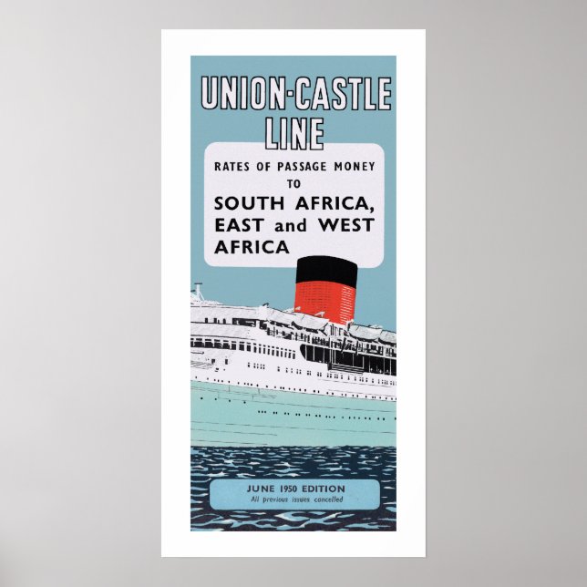 Poster Illustration de la ligne Union Castle (Devant)