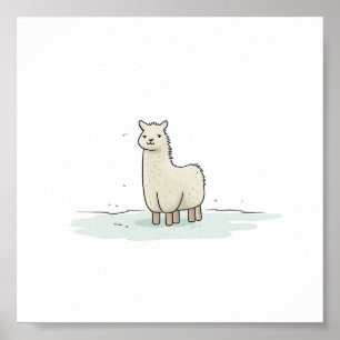 Poster Illustration de la llama mignonne - Adorable et ca