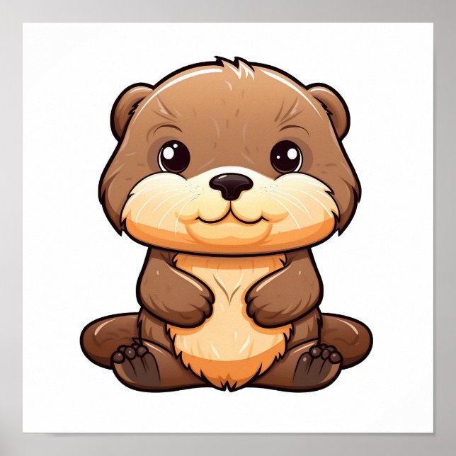 Poster Illustration de la loutre de dessin (Devant)
