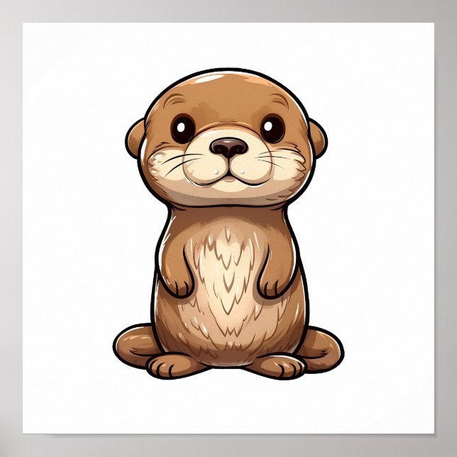 Poster Illustration de la loutre de dessin (Devant)