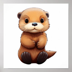 Poster Illustration de la loutre de dessin