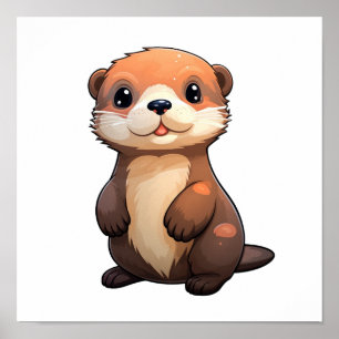 Poster Illustration de la loutre de dessin