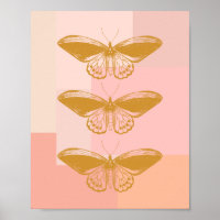 Illustration de la nature papillon en rose et or