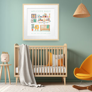 Poster Illustration de la petite pépinière Nom du bébé su