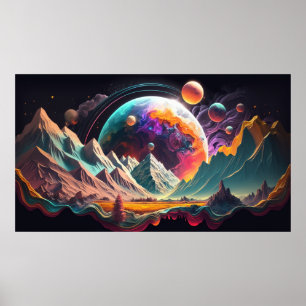 Poster Illustration de la planète Alien