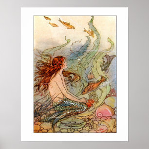 Poster Illustration de la sirène des beaux-arts