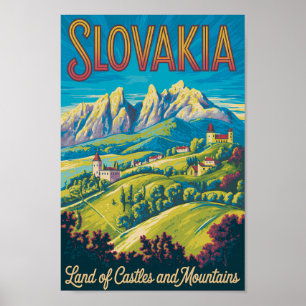 Poster Illustration de la skyline de la Slovaquie Art de 