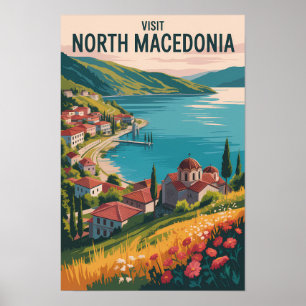 Poster Illustration de la skyline de Macédoine du Nord Ar