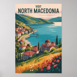 Poster Illustration de la skyline de Macédoine du Nord Ar
