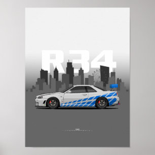 Poster Illustration de la Skyline R34 Performance Japonai