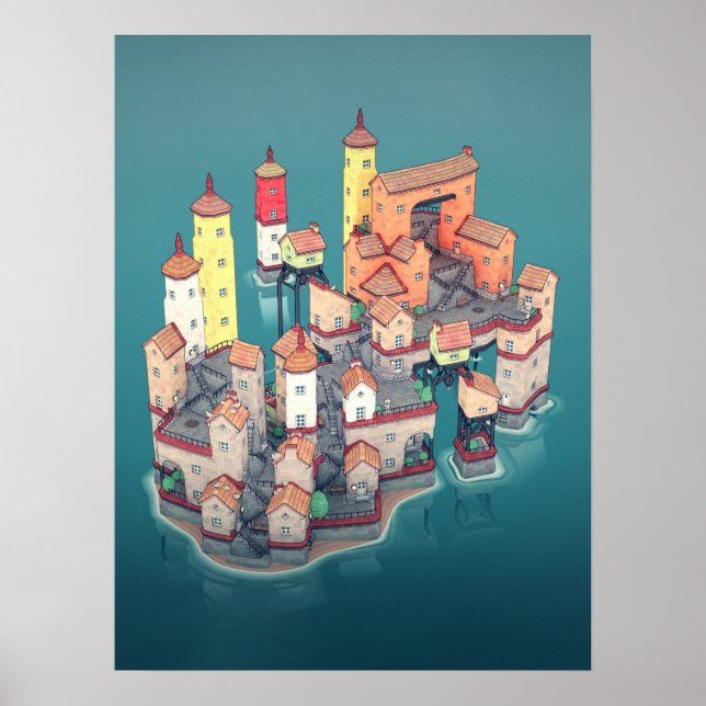 Poster Illustration de la ville de l'Imaginaire médiéval  (Devant)