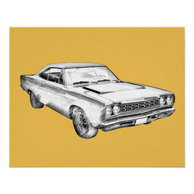 Poster Illustration de la voiture de course à pied Plymou (Devant)