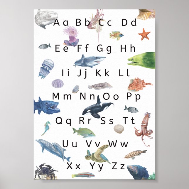 Poster Illustration de l'affiche Enfants Alphabet, Aqua L (Devant)