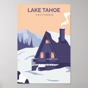 Poster Illustration de Lake Tahoe California Travel Place