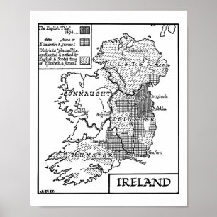 Poster Illustration De L'Ancienne Carte Mondiale D'Irland