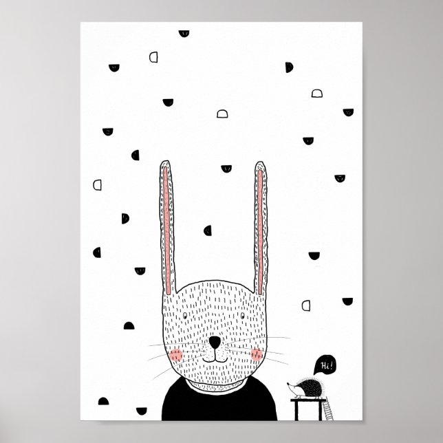 Poster Illustration de lapin, salle d'enfants moderne art (Devant)