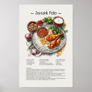 Poster Illustration de l'aquarelle Zeresk Polo | Cuisine 