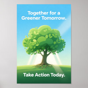 Poster Illustration de l'arbre de sensibilisation à l'éco