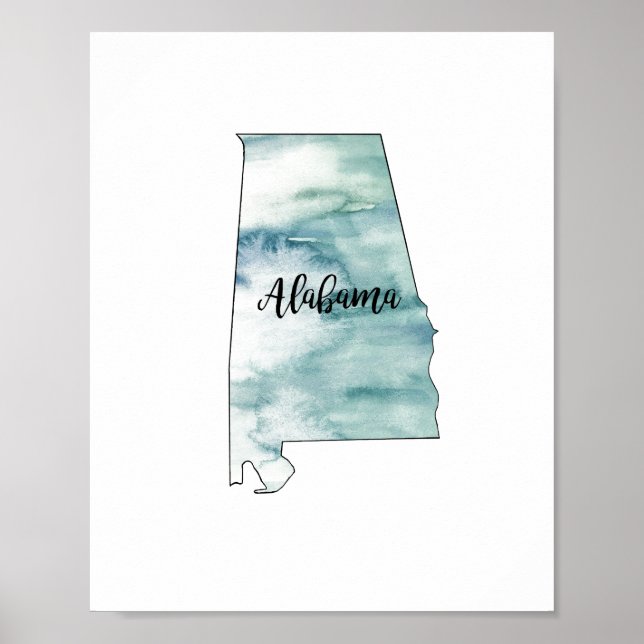 Poster Illustration de l'état de l'Alabama en pierre (Devant)
