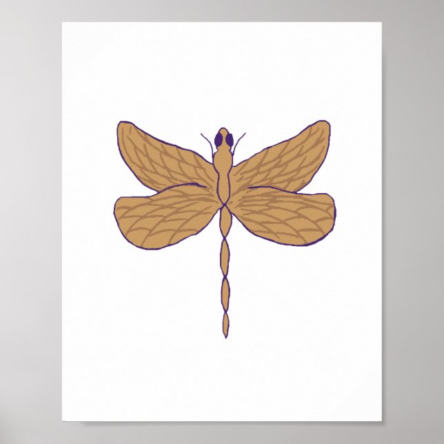 Poster Illustration de libellule violet et tan (Devant)