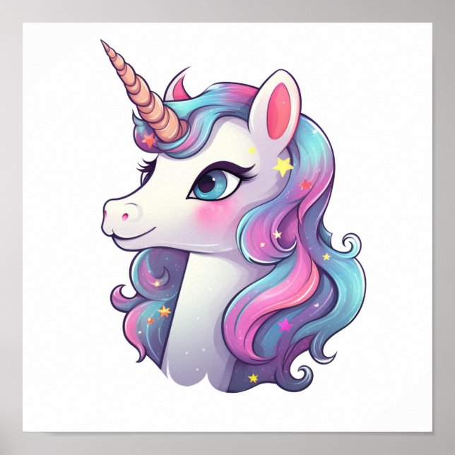 Poster Illustration de licorne de dessin (Devant)