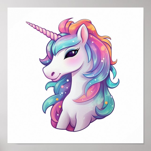Poster Illustration de licorne de dessin (Devant)