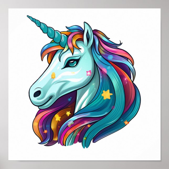 Poster Illustration de licorne de dessin (Devant)