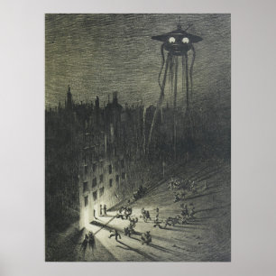 Poster Illustration de l'invasion de Aliens Vintages