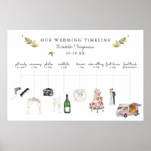 Poster Illustration de l'itinéraire de mariage Bienvenue