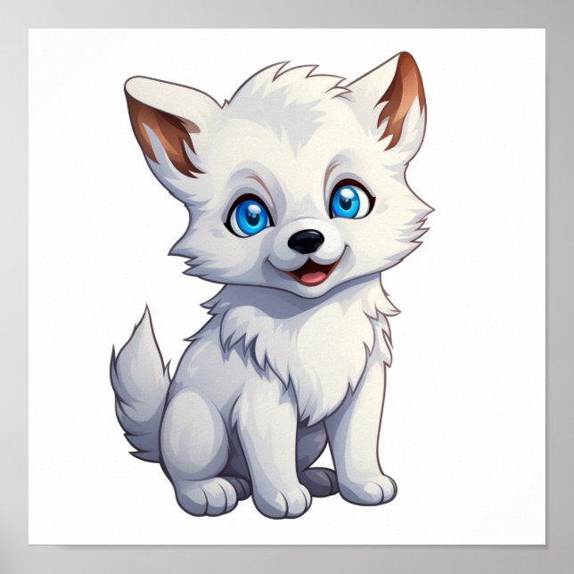 Poster Illustration de loup de dessin (Devant)