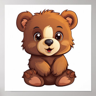 Poster Illustration de l'ours de dessin