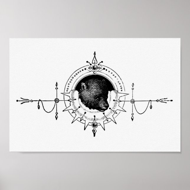 Poster Illustration de l'ours vintage (Devant)