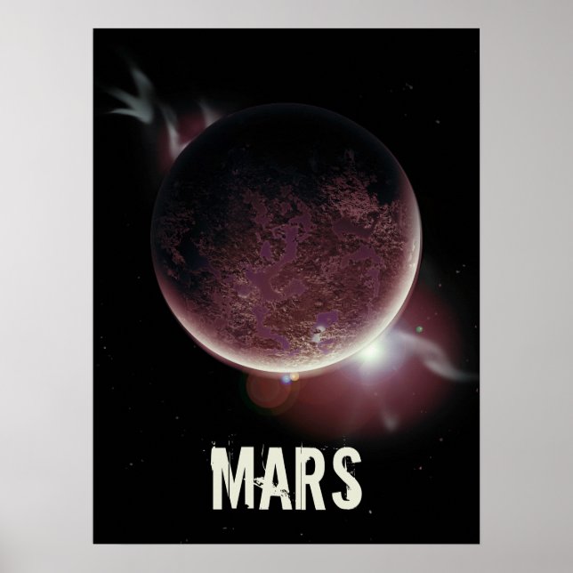 Poster Illustration de l'univers 3d de la planète rouge M (Devant)