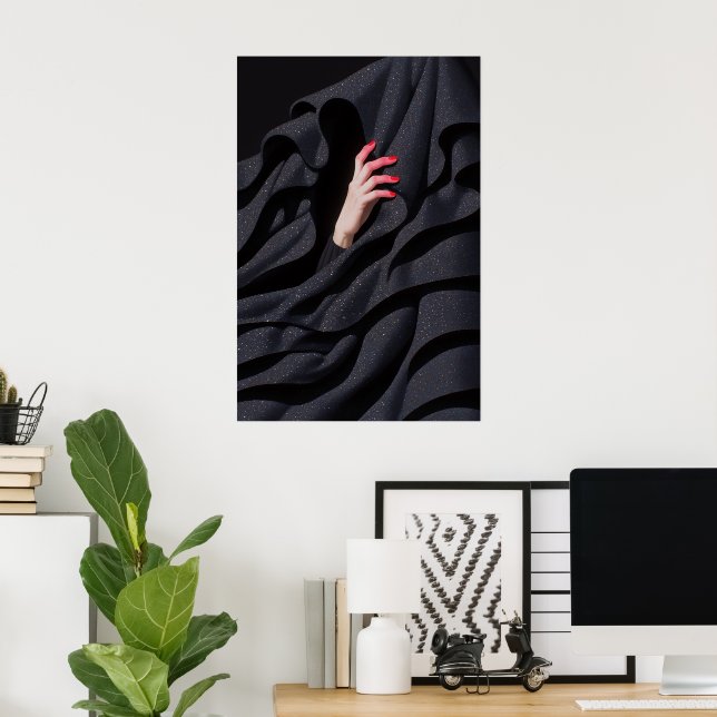 Poster Illustration de main de hijab étoilé caché (Bureau à domicile)