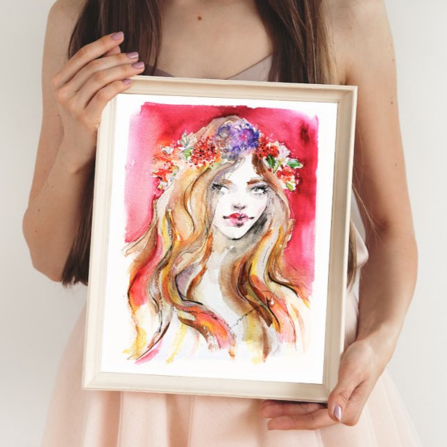 Poster Illustration de mode de l'aquarelle d'automne (Créateur téléchargé)