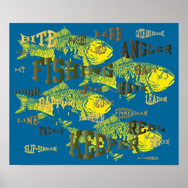 Poster illustration de mots de pêche (Devant)