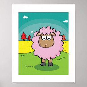 Poster Illustration de mouton duveteux Art d'animaux de