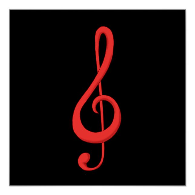 Poster Illustration de musique à clef rouge. (Devant)