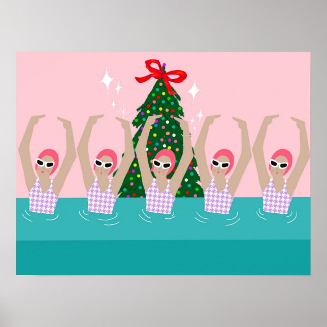 Poster Illustration de nageurs artistiques Noël (Devant)