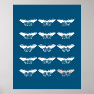 Poster Illustration de papillon bleu vintage élégant