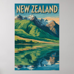 Poster Illustration de paysage de Nouvelle-Zélande Art de
