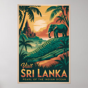Poster Illustration de paysage de Sri Lanka Art de voyage
