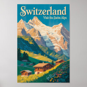 Poster Illustration de paysage de Suisse Art de voyage
