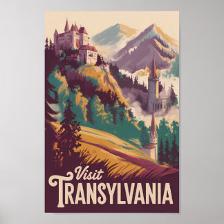 Poster Illustration de paysage de Transylvanie Art de voy