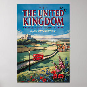 Poster Illustration de paysage du Royaume-Uni Art de voya